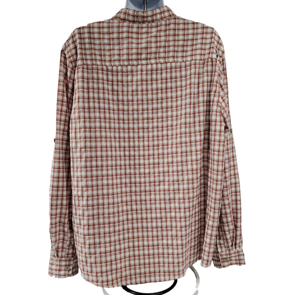 Wrangler Outdoor Mens Button Up Shirt Vented Utility Orange Plaid Size 2XT - Picture 2 of 13